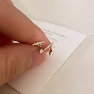 (NWOT) EF COLLECTION 14K Gold and Diamond Arc Stud with Diamond Bangle Earrings